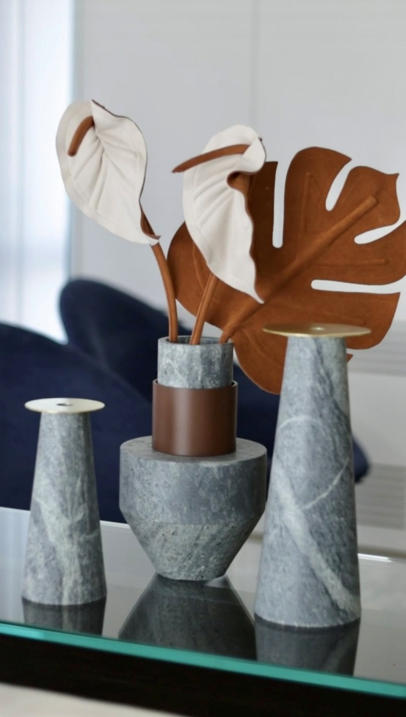 Folha de Antúrio em Veludo Offwhite/Terracota 4 unid